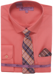 BOYS DRESSY SHIRTS (LONG SLEEVE) CORAL/CORAL